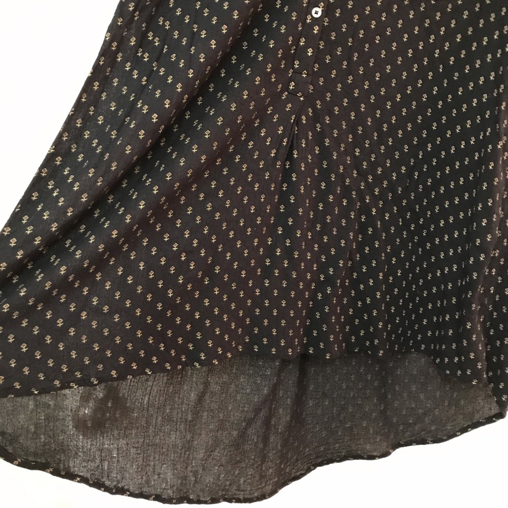 Free People Boho Tunic Blouse Printed Oversized High Low Black Small - Picture 7 of 10